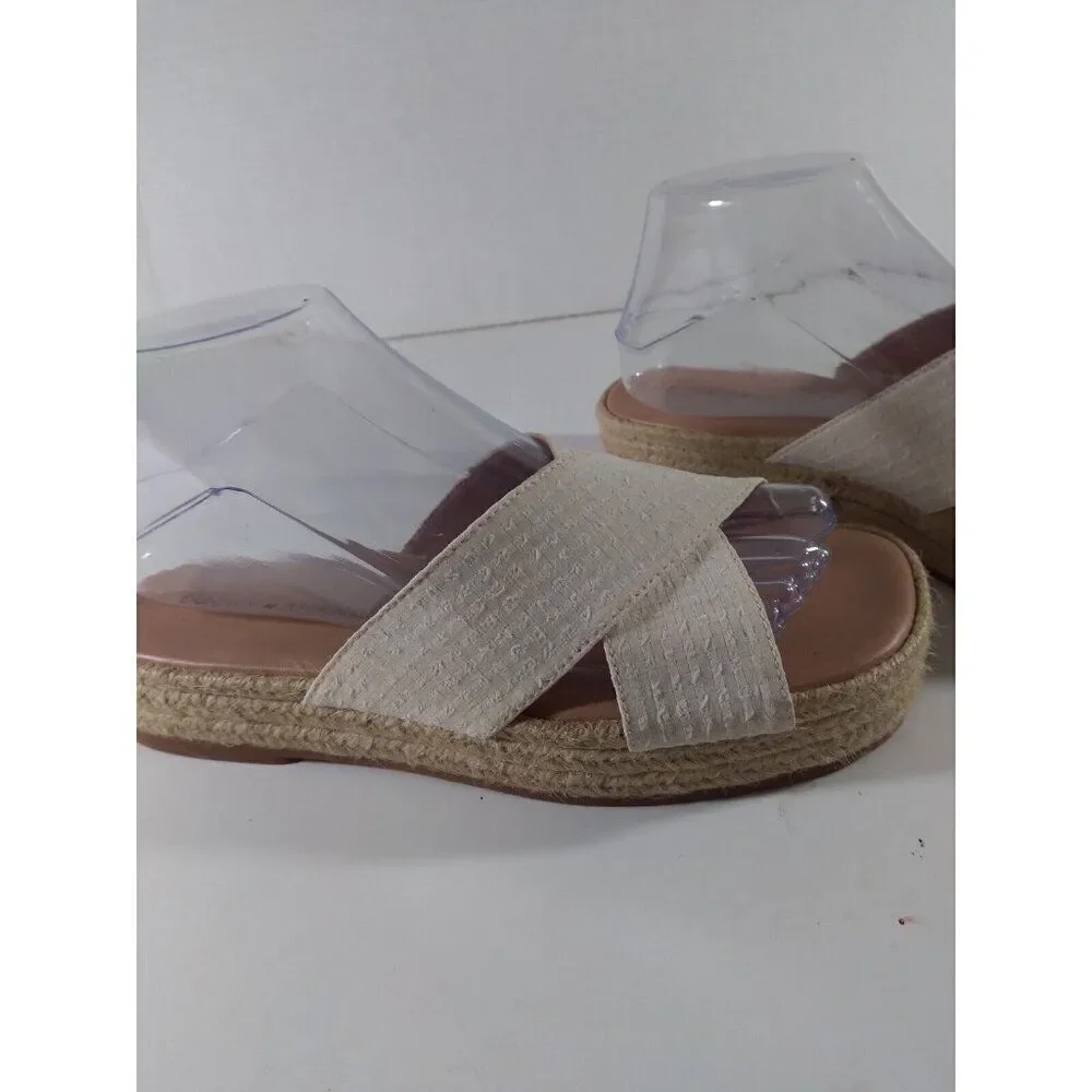 Lucky Brand Espadrille Sandals Tan Fabric Sz 7 M